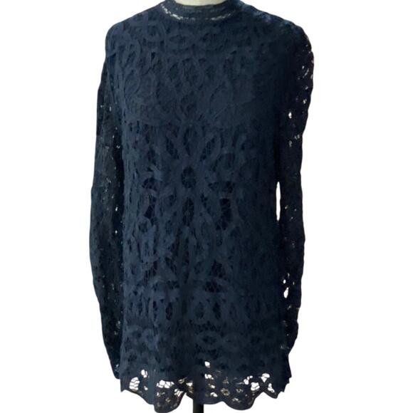 J McLAUGHLIN Navy BlUe Yvoire Lace Women's Top Size Medium - Picture 11 of 12